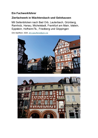 Fachwerkführer erschienen: Zierfachwerk in Wächtersbach und Gelnhausen